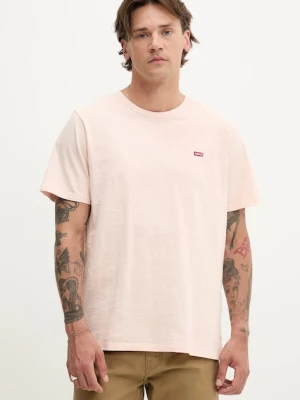 Levi's t-shirt bawełniany męski kolor różowy gładki