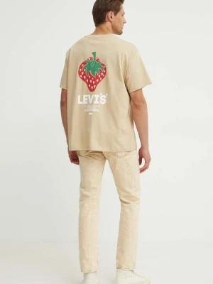 Levi's t-shirt bawełniany męski kolor szary z aplikacją