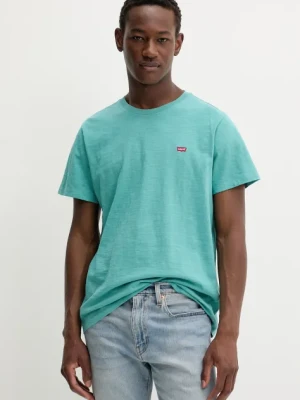 Levi's t-shirt bawełniany męski kolor turkusowy gładki