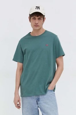 Levi's t-shirt bawełniany męski kolor zielony gładki