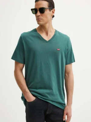 Levi's t-shirt bawełniany męski kolor zielony gładki