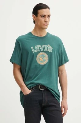 Levi's t-shirt bawełniany męski kolor zielony z nadrukiem