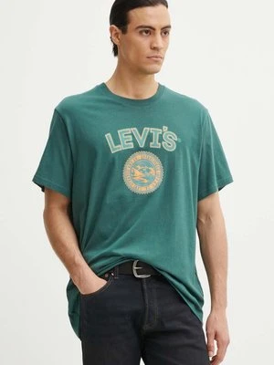 Levi's t-shirt bawełniany męski kolor zielony z nadrukiem