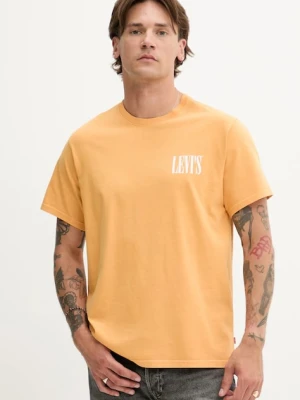 Levi's t-shirt bawełniany męski kolor żółty z nadrukiem