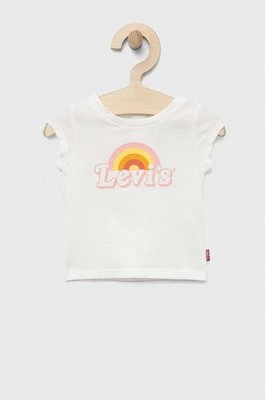 Levi's t-shirt bawełniany niemowlęcy kolor biały