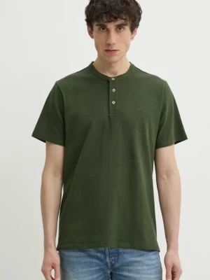 Levi's t-shirt bawełniany SS HM HENLEY męski kolor zielony gładki A8602
