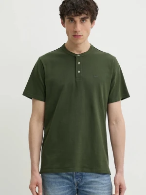 Levi's t-shirt bawełniany SS HM HENLEY zielony