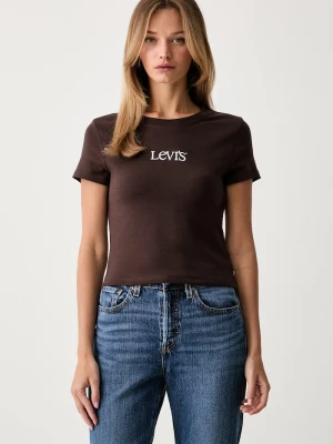 Levi's T-shirt damski bawełniany z elastanem GR ESSENTIAL BABY brązowy