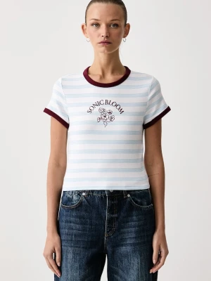 Levi's T-shirt damski bawełniany z elastanem GR ESSENTIAL BABY RINGER niebieski