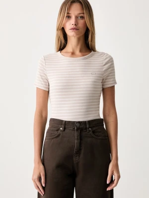 Levi's T-shirt damski bawełniany z elastanem HAYES beżowy