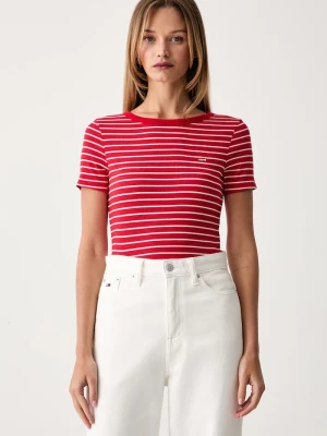 Levi's T-shirt damski bawełniany z elastanem HAYES czerwony