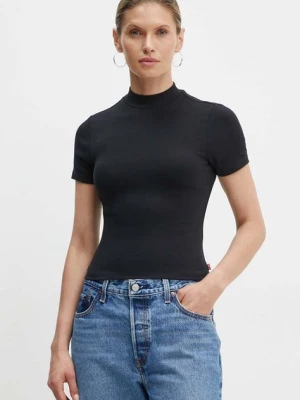 Levi's t-shirt damski kolor czarny z półgolfem 001MS