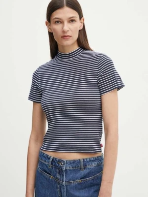 Levi's t-shirt damski kolor granatowy z półgolfem 001MS