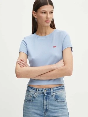 Levi's t-shirt damski kolor niebieski z półgolfem A7419