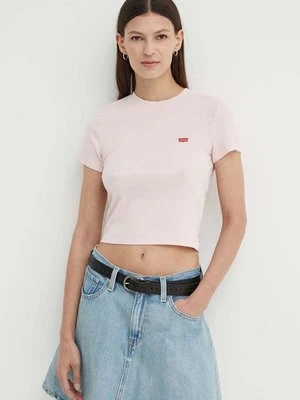 Levi's t-shirt damski kolor różowy z półgolfem A7419