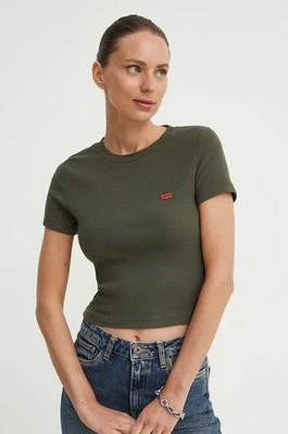 Levi's t-shirt damski kolor zielony z półgolfem A7419
