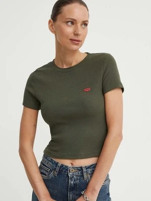 Levi's t-shirt damski kolor zielony z półgolfem A7419