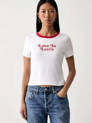 Levi's T-shirt damski z bawełną GR HAYES CROPPED biały