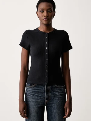 Levi's T-shirt damski z modalem RORY BUTTON THROUGH SS czarny