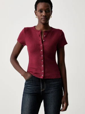 Levi's T-shirt damski z modalem RORY BUTTON THROUGH SS czerwony