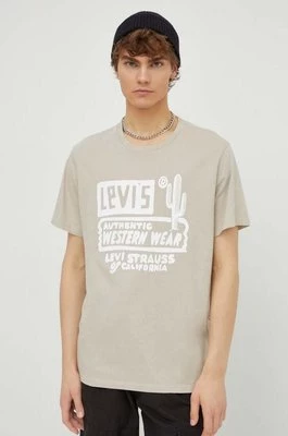 Levi's t-shirt męski kolor beżowy z nadrukiem
