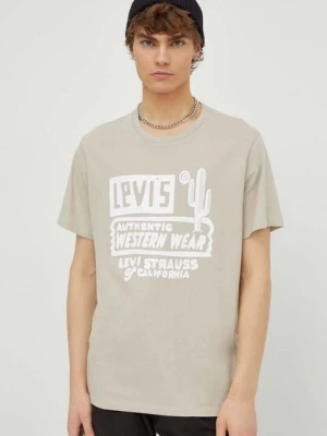 Levi's t-shirt męski kolor beżowy z nadrukiem