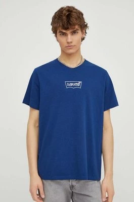 Levi's t-shirt męski kolor niebieski z nadrukiem