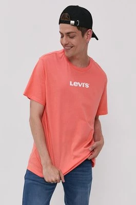 Levi's T-shirt męski kolor pomarańczowy z nadrukiem