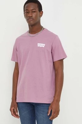 Levi's t-shirt męski kolor różowy z nadrukiemCHEAPER