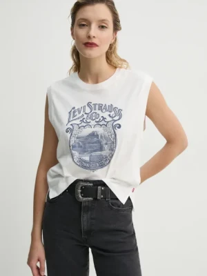Levi's top bawełniany GR BOXY TANK kolor biały 001MW