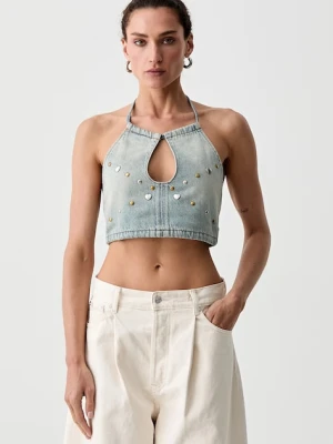 Levi's top damski jeansowy ROAD WORN HALTER x PRIDE niebieski