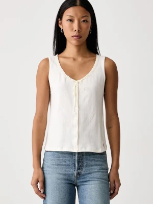 Levi's top damski z bawełną DRY GOODS POINTELLE LACE TANK beżowy