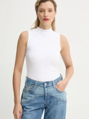 Levi's top EFFORTLESS TANK kolor biały z półgolfem 001J9