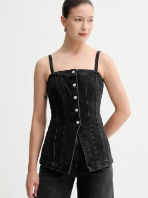 Levi's top jeansowy damska kolor czarny gładka 003Z5