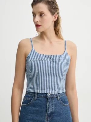 Levi's top jeansowy JADINE DENIM CAMI TANK damska kolor beżowy wzorzysta 001SD