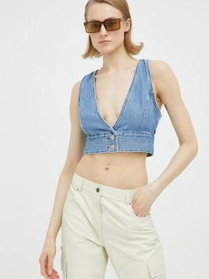 Levi's top jeansowy kolor niebieski