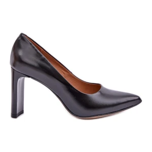 Lewski Shoes Eleganckie Czółenka Ze Skóry Naturalnej Na Słupku Lewski 2659/2043 Czarne