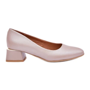 Lewski Shoes Skórzane Czółenka Lewski 3118 Ciemnobeżowe beżowy