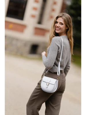 Lia Biassoni Skórzana torebka "Accesa" w kolorze białym - 24 x 18 x 12 cm rozmiar: onesize