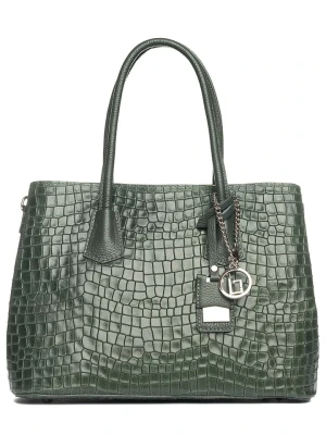 Lia Biassoni Skórzana torebka "Allia" w kolorze zielonym - 40 x 33 x 16 cm rozmiar: onesize