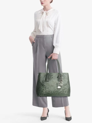 Lia Biassoni Skórzana torebka "Allia" w kolorze zielonym - 40 x 33 x 16 cm rozmiar: onesize