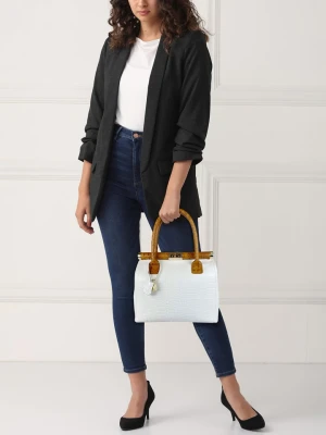 Lia Biassoni Skórzana torebka "Angitola" w kolorze białym - 38 x 28 x 15 cm rozmiar: onesize