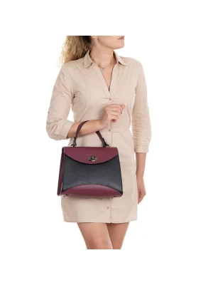 Lia Biassoni Skórzana torebka "Arera" w kolorze czarno-bordowym - 29 x 23 x 13 cm rozmiar: onesize