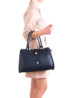 Lia Biassoni Skórzana torebka "Crati" w kolorze granatowym - 35 x 25 x 11 cm rozmiar: onesize