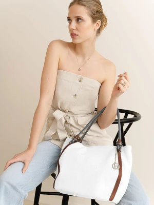 Lia Biassoni Skórzana torebka "Merula" w kolorze białym - 32 x 28 x 14 cm rozmiar: onesize