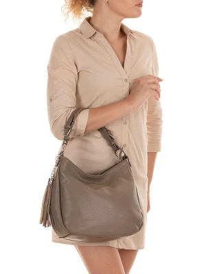 Lia Biassoni Skórzana torebka "Monate" w kolorze szarobrązowym - 36 x 26 x 10 cm rozmiar: onesize