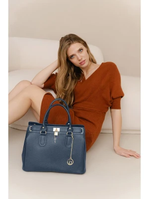 Lia Biassoni Skórzana torebka "Nure" w kolorze niebieskim - 36 x 28 x 18 cm rozmiar: onesize