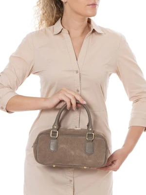 Lia Biassoni Skórzana torebka "Suede" w kolorze szarobrązowym - 27 x 14 x 12 cm rozmiar: onesize