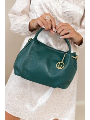 Lia Biassoni Skórzana torebka "Taro" w kolorze morskim - 28 x 25 x 18 cm rozmiar: onesize