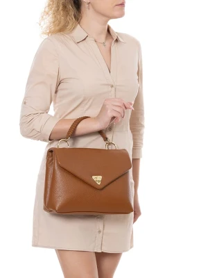 Lia Biassoni Skórzana torebka "Valsesia" w kolorze jasnobrązowym - 26 x 23 x 8 cm rozmiar: onesize